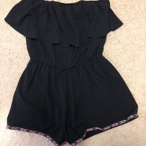 Black strapless romper